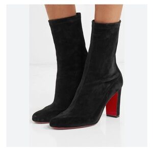 Christian Louboutin Suede Stretch Mid  Gena 85 Boots black Eu 37.5 US 7.5